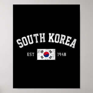 Affiche Corée du Sud Établi en 1948 Drapeau sud-coréen Ind