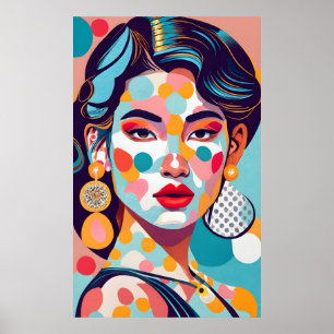 Affiche Coréenne, mannequin, avec boucles d'oreilles en or