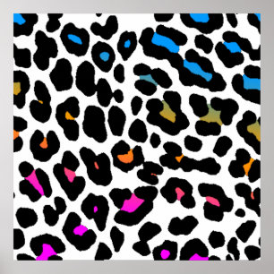 Affiche Corey Tiger 80s Leopard Spots (Multicolor Blanc)