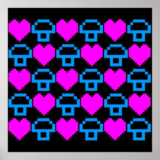 Affiche Corey Tiger 80s Retro 8bit Mushroom Love