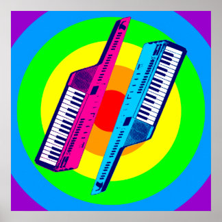 Affiche Corey Tiger 80s Retro Vintage Keytar Synth