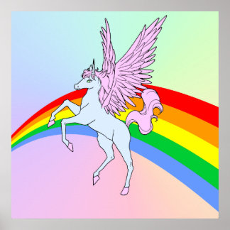 Affiche Corey Tiger 80s Unicorn Vintage Arc en ciel