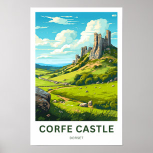 Affiche Corfe Castle Dorset Travel Print