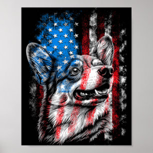 Affiche Corgi 4 juillet amateur de chiens Hommes Femmes Am