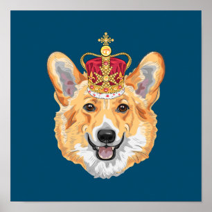 Affiche Corgi avec couronne