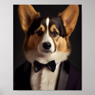 Affiche Corgi avec cravate arc