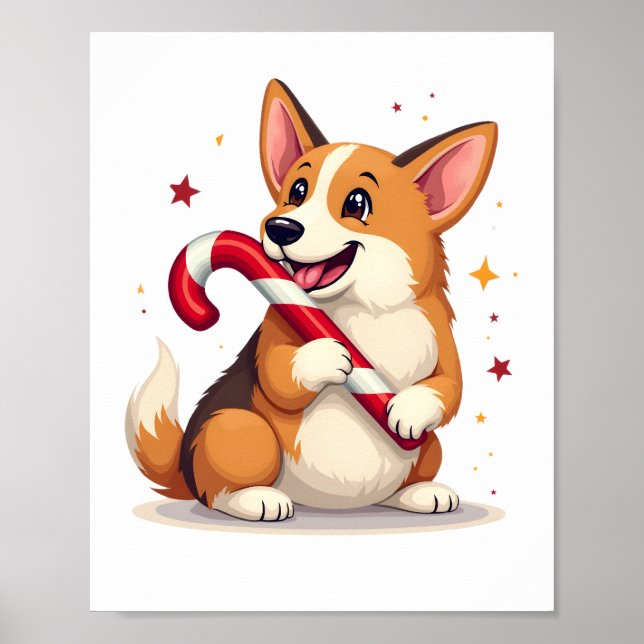 Affiche Corgi Candy Cane Joy (Devant)
