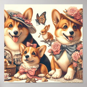 Affiche Corgi cardigan gallois Vintage