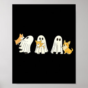 Affiche Corgi Chien Fantôme d'Halloween