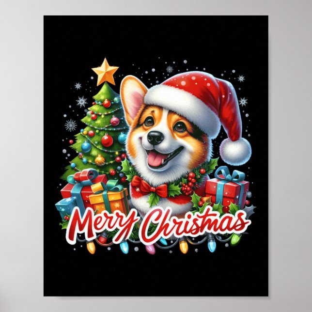 Affiche Corgi Chien Joyeux Noël Corgmas Corgmes Noël (Devant)