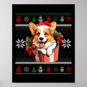 Affiche Corgi Chien Noël Douille moche Famille Corresponda