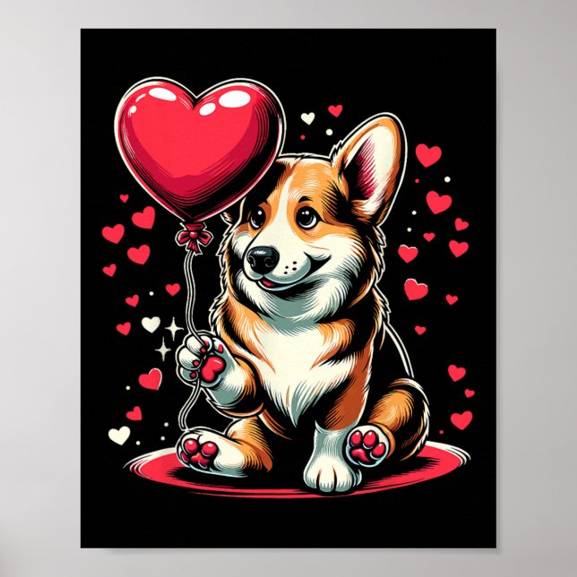 Affiche Corgi Chien Saint-Valentin Propriétaire de Chien V (Devant)