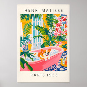 Affiche Corgi Dans La Baignoire Drôle Poster, Mur De Chien