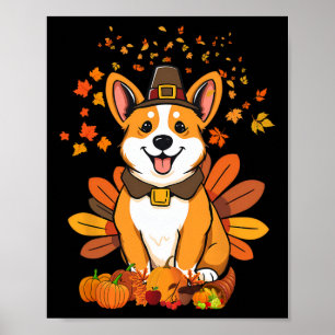 Affiche Corgi de Thanksgiving Dinde 1