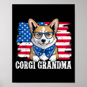 Affiche Corgi Grandma Usa Amoureux des chiens patriotique
