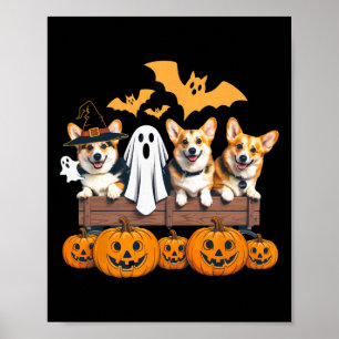 Affiche Corgi Halloween Trio Funny Éffrayant Amoureux des 
