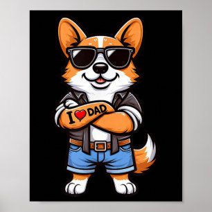 Affiche Corgi I Love Papa Drôle Chien Tattoo