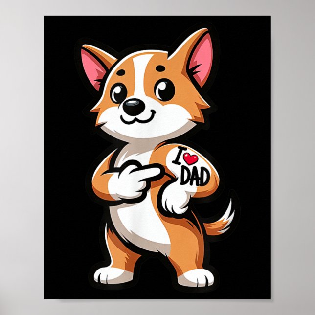 Affiche Corgi I Love Papa Funny Chien Tattoo _1 (Devant)