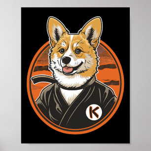 Affiche Corgi In Jiu Jitsu Gi Bjj Life Karate Taekwondo Co