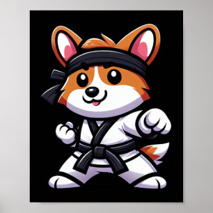 Affiche Corgi Karate Funny Chien Arts Martiaux Hommes Femm