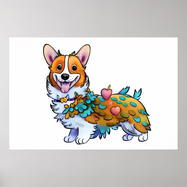 Affiche Corgi orange mignon pour une humeur positive (Devant)