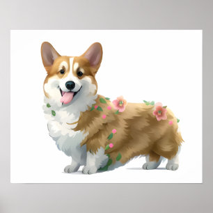 Affiche Corgi orange mignon pour une humeur positive