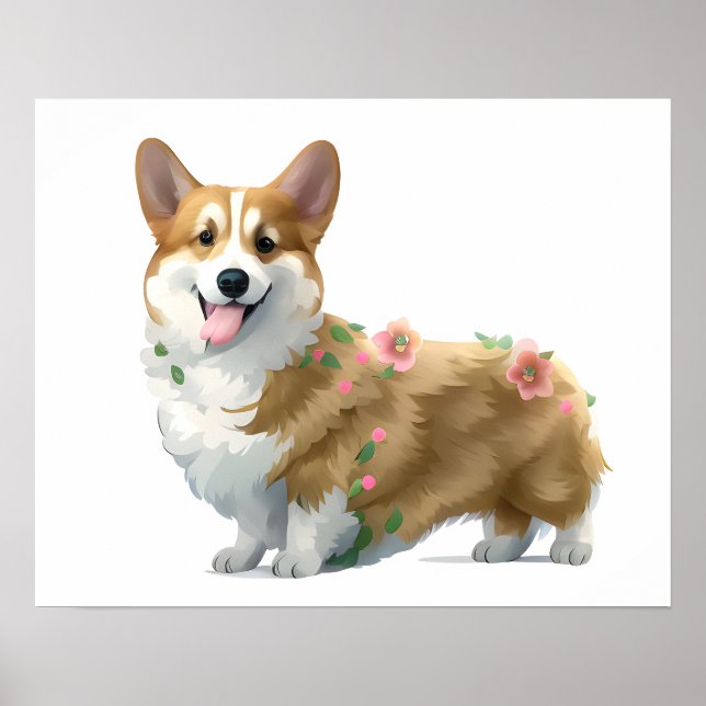 Affiche Corgi orange mignon pour une humeur positive (Devant)