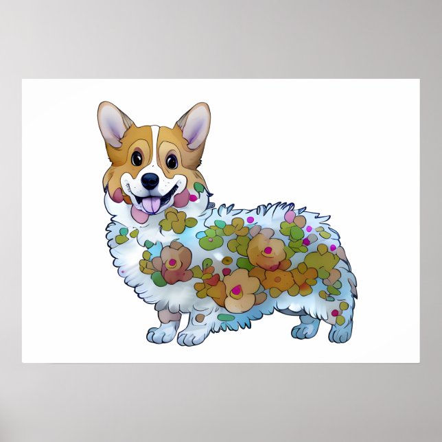 Affiche Corgi orange mignon pour une humeur positive (Devant)