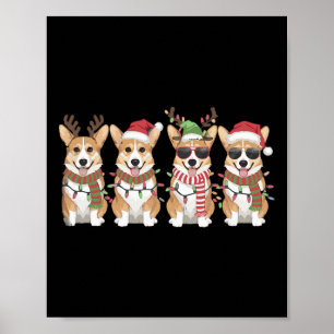 Affiche Corgi Père Noël Christmas Tree Lights Xmas Boys Me