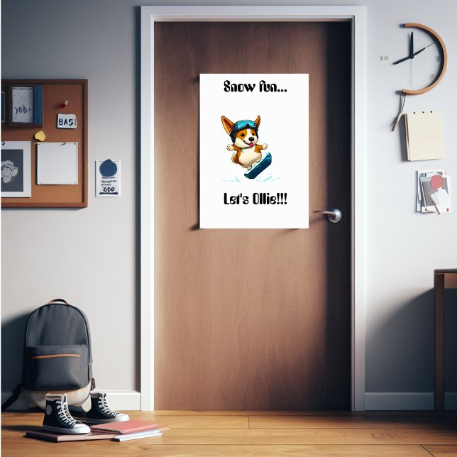 Affiche Corgi snowboard fun (For the teen who loves the snow!)
