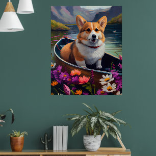 Affiche Corgi sur une pagaie : une aventure Pittoresque