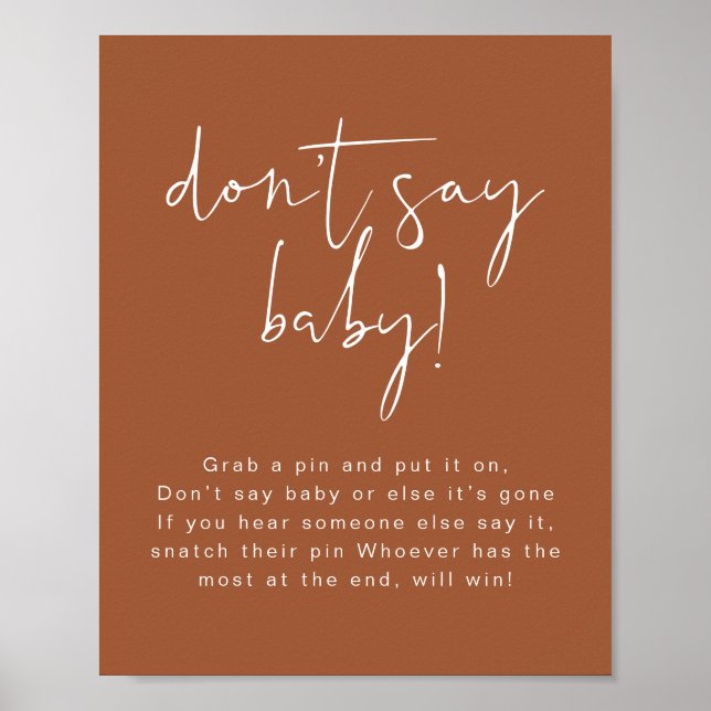 Affiche CORIANDER Boho Terracotta Ne pas dire Baby Sign (Devant)