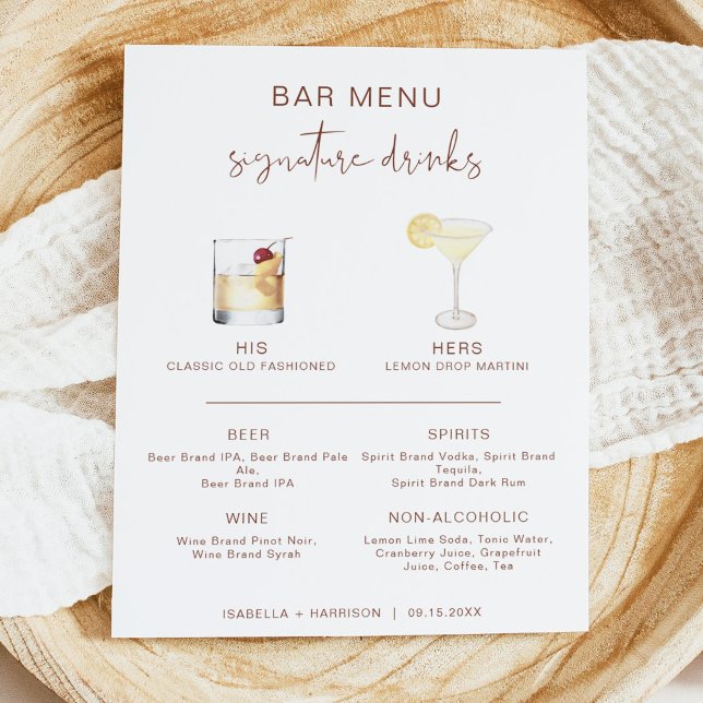 Affiche CORIANDRE Boho Cocktail Menu de la barre de boisso (Créateur téléchargé)