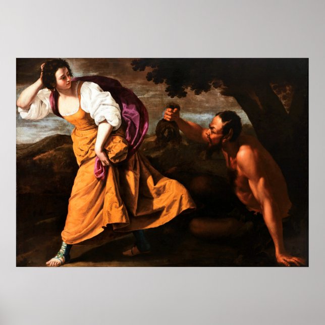 Affiche Corisca et le Satyr - Artemisa Gentileschi (Devant)