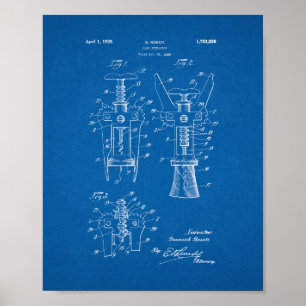 Affiche Cork Extractor Patent - Blueprint