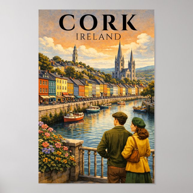 Affiche Cork Irlande Voyage Antique Port Bateaux (Devant)
