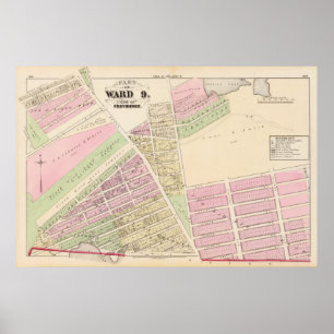 Affiche Corliss Cove Cunliffs Pond et Cranston Atlas Carte