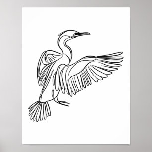 Affiche Cormorant Line Art Irish Coastal Wildlife