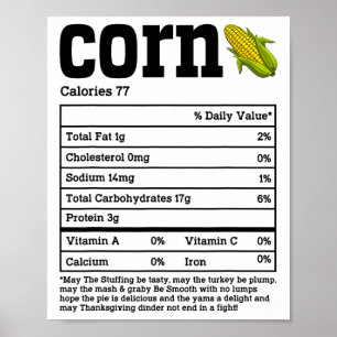 Affiche Corn Nutrition Fiches Thanksgiving Aliments Hommes