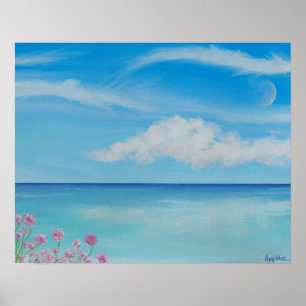 Affiche Cornouailles tropicales avec toile rose marine Imp