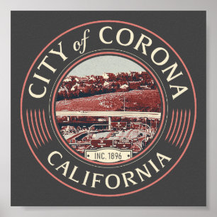AFFICHE CORONA RIVERSIDE CALIFORNIA - VILLE DE CORONA CA