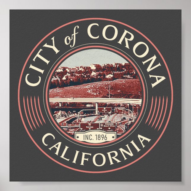AFFICHE CORONA RIVERSIDE CALIFORNIA - VILLE DE CORONA CA (Devant)