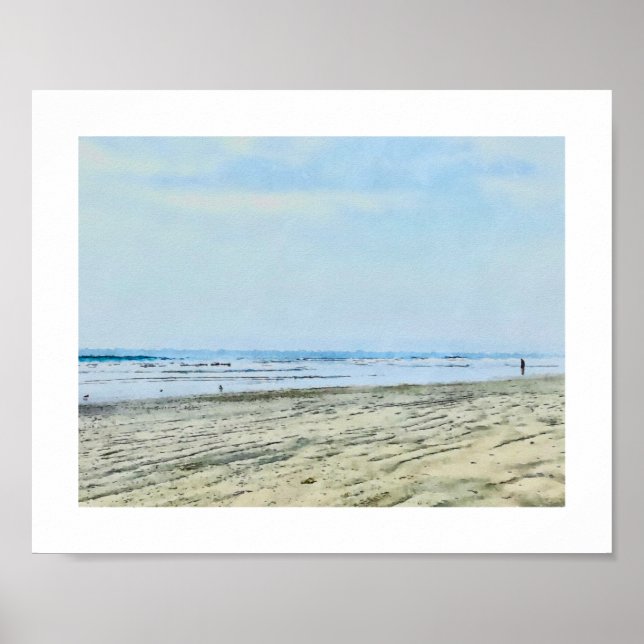 Affiche Coronado Beach California Aquarelle Peinture (Devant)