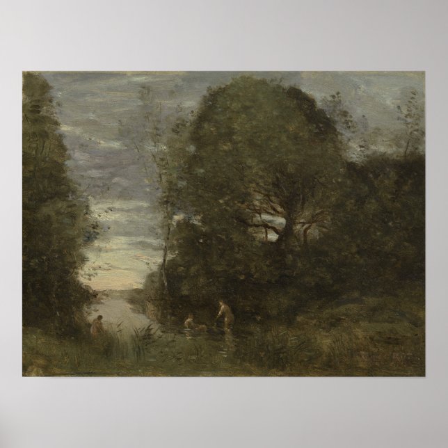 Affiche Corot - Baignoires Dans Une Crique Boisée (Devant)
