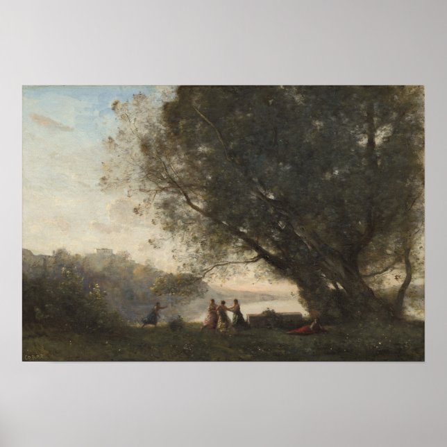 Affiche Corot - Danse sous les arbres, bord du lac 1865 (Devant)