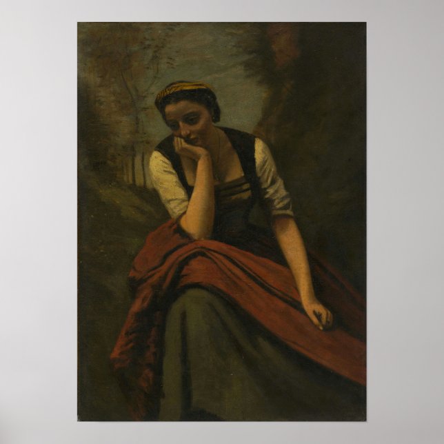 Affiche Corot - Femme Méditant (Devant)