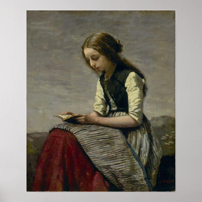 Affiche Corot - Fille lisant (Devant)
