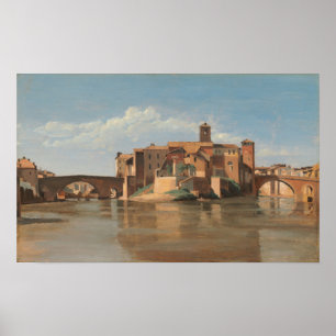Affiche Corot - Île, Pont de San Bartolomeo Rome 1825