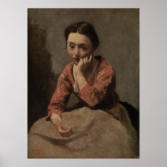 Affiche Corot - Jeune Femme Pensive (Devant)