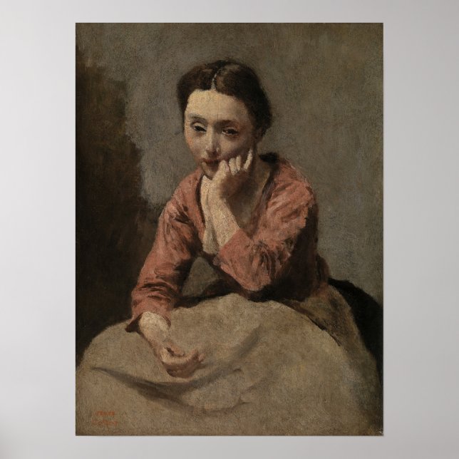 Affiche Corot - Jeune Femme Pensive (Devant)